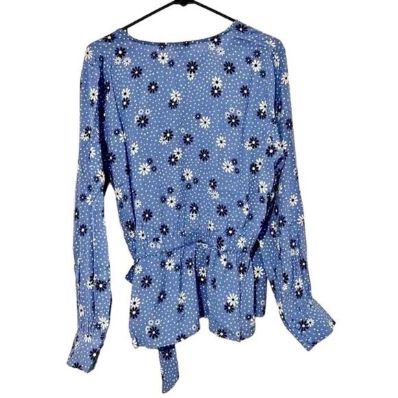 Talbots Flowers & Dots Poet Sleeve Wrap Top - Picture 4 of 4